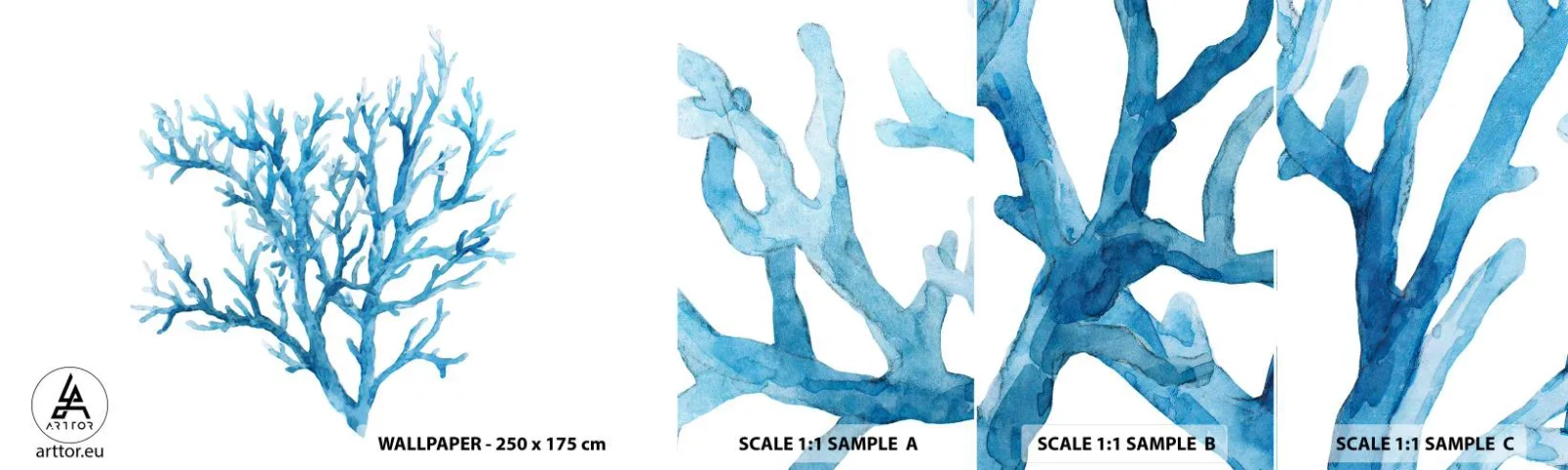 Fotótapéta Minta Öntapadós Deluxe Sticker - Tengeri filigrán - Korall, Tengerpart, Minimalista - 100x30 cm