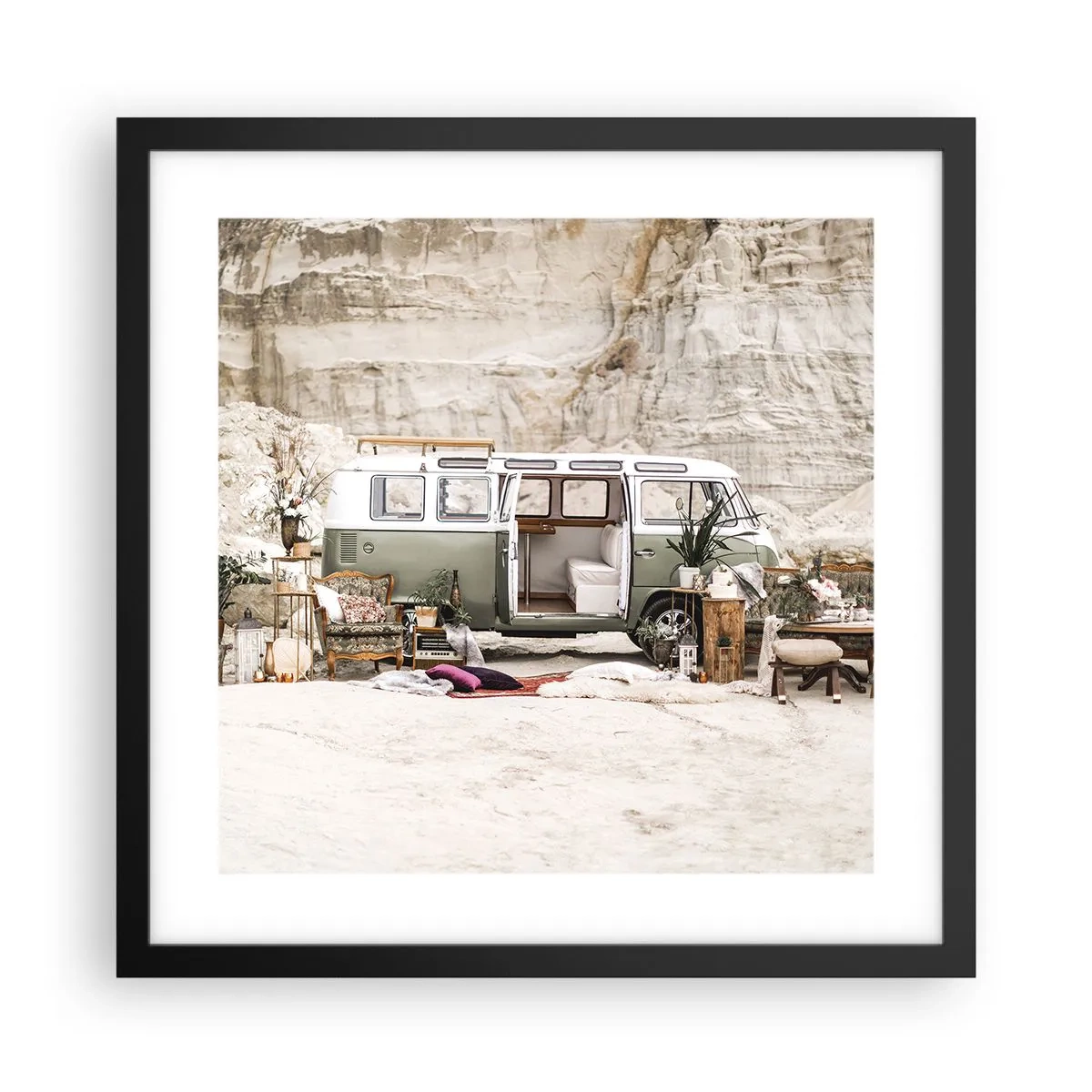 Poszter fehér keretben - Ideje elkezdeni az utazást - 40x40 cm