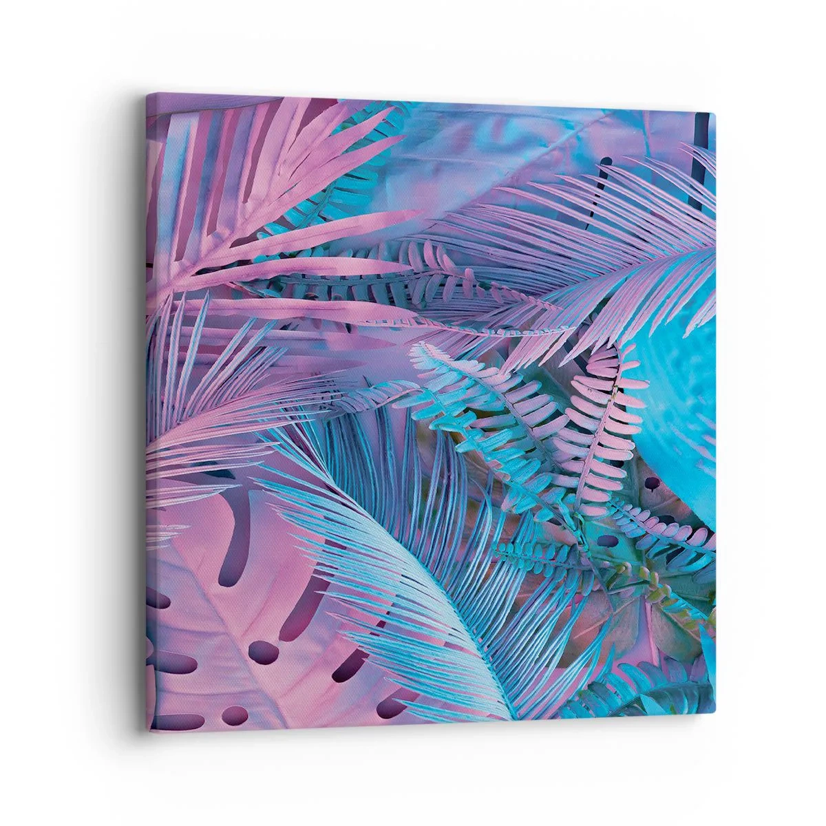 Vászonkép - Trópusok rózsaszínben és kékben - 30x30 cm