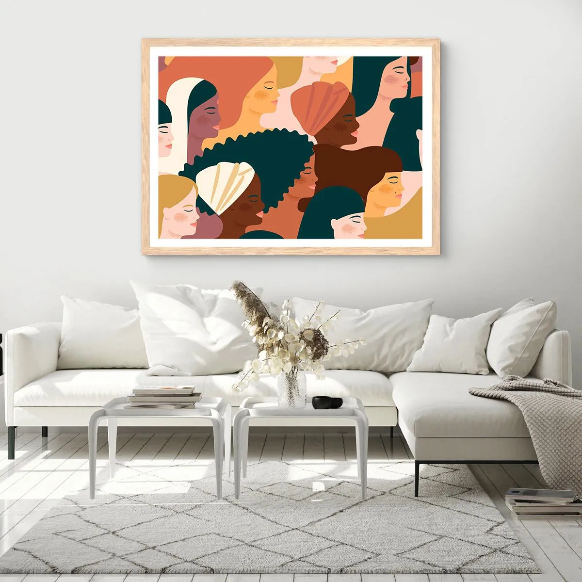 Poszter világos tölgy keretben - Csak a nőiesség - 50x40 cm