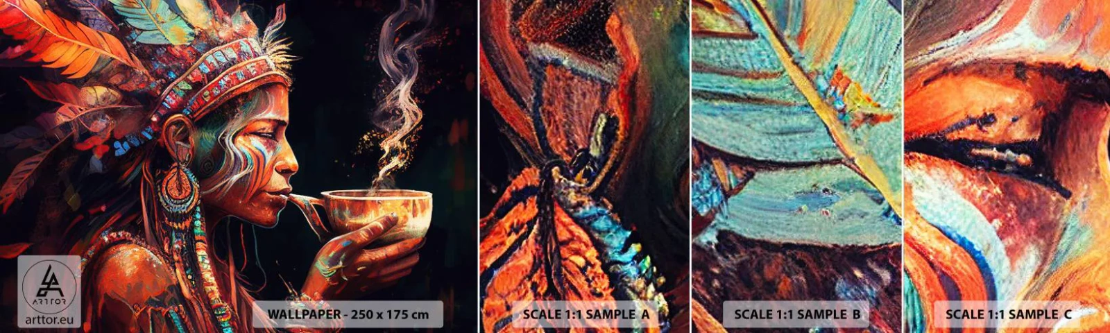 Fotótapéta Minta Standard Eco - Egy varázslatos rituálé - Sámán, indián, Ayahuasca - 100x30 cm