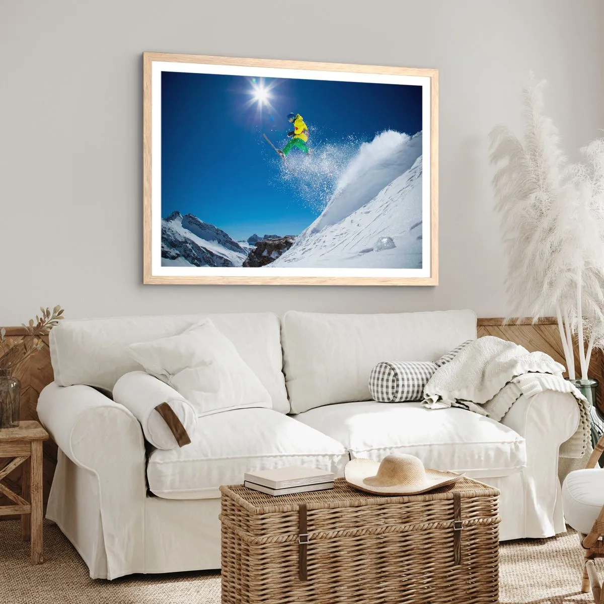 Poszter világos tölgy keretben - Tánc a hegyekkel - 100x70 cm