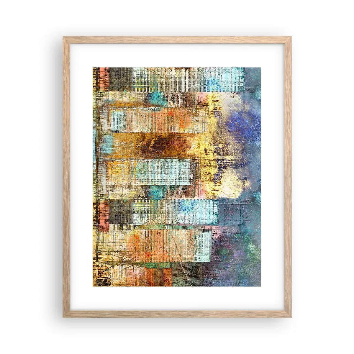 Poszter világos tölgy keretben - Napfényes metropolisz - 40x50 cm