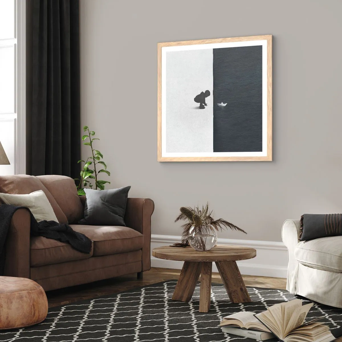 Poszter világos tölgy keretben - Nagy utazás - 30x30 cm