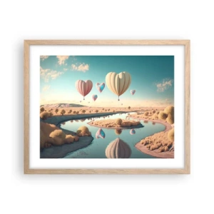 Poszter világos tölgy keretben - A szerelem szárnyalni hagy - 50x40 cm