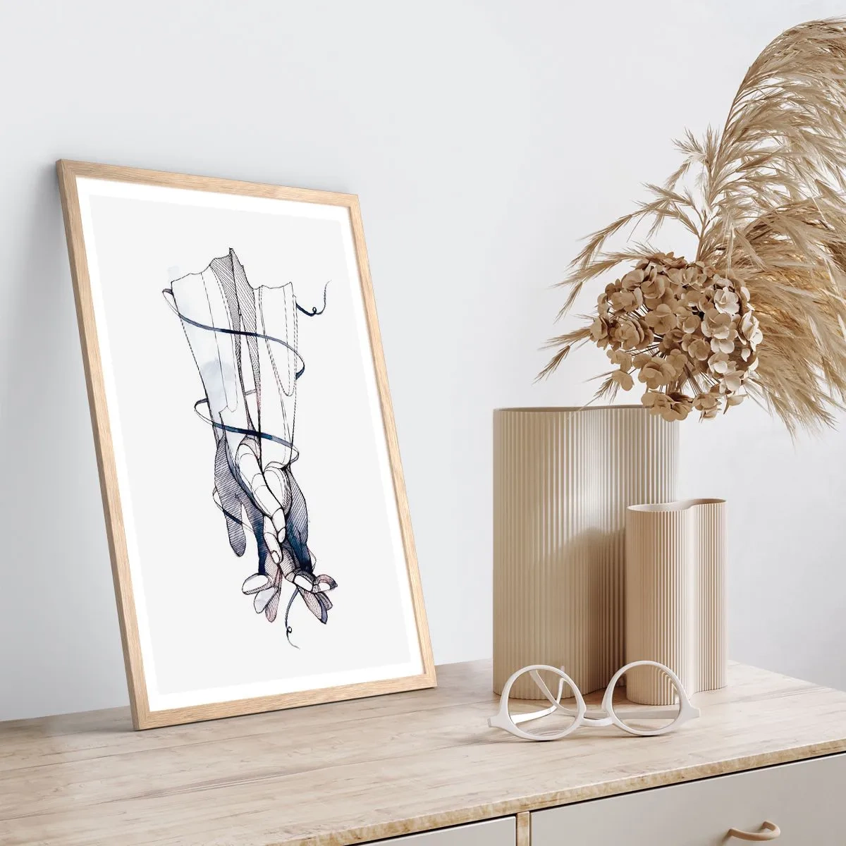 Poszter világos tölgy keretben - Érintés tanulmányozása - 61x91 cm