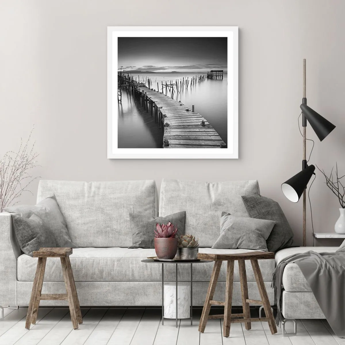 Poszter fekete keretben - Egy elfeledett part békéje - 50x50 cm