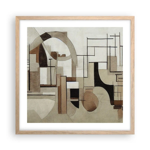 Poszter világos tölgy keretben - Városkép 2.0 - 50x50 cm