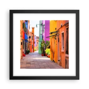 Poszter fehér keretben - Szivárványos sikátor - 30x30 cm