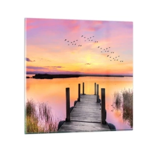 Üveg kép - Ibolyás néma hajnal - 40x40 cm