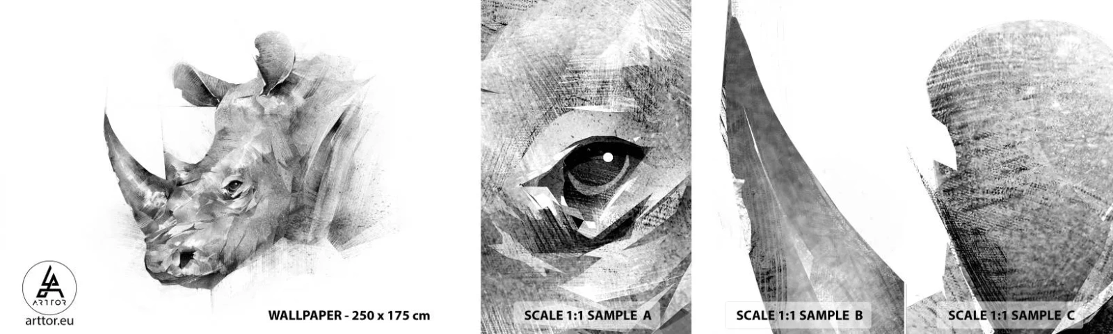 Fotótapéta Minta Standard Eco - Afrikai portré - Absztrakció, Orrszarvú, Állatok - 100x30 cm