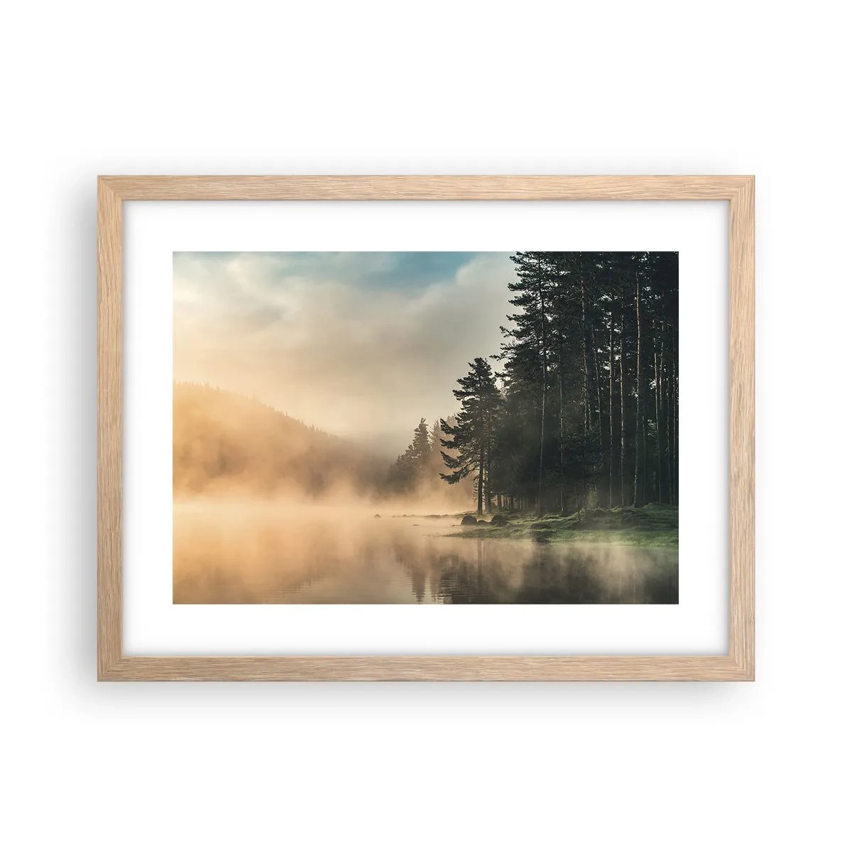 Poszter világos tölgy keretben - A nap születése - 40x30 cm