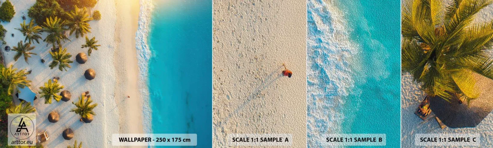 Fotótapéta Minta Premium Sand - Üdvözöljük a paradicsomban - Strand, pálmafák, Egzotika - 100x30 cm