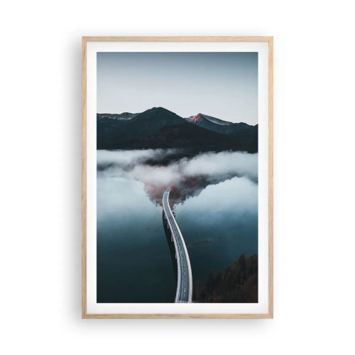 Poszter világos tölgy keretben - Tükörsima víz felett - 61x91 cm