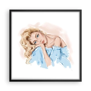 Poszter fehér keretben - Álmodozó a kékben - 50x50 cm