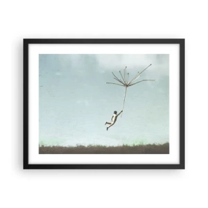 Poszter fehér keretben - Sárkányrepülők, pitypangok, szél - 50x40 cm
