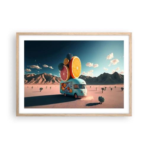 Poszter világos tölgy keretben - A nyaralás íze - 70x50 cm