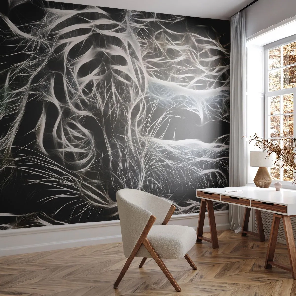 Fotótapéta Standard Eco - Tanulmány a macska könnyedségéről - Absztrakció, Tigris, Állatok - 400x280 cm