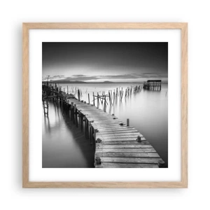 Poszter világos tölgy keretben - Egy elfeledett part békéje - 40x40 cm