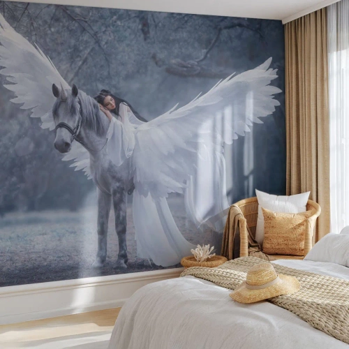 Fotótapéta Premium Canvas - Egy ihletett pillanat - Absztrakció, Ló, Nő - 350x256 cm