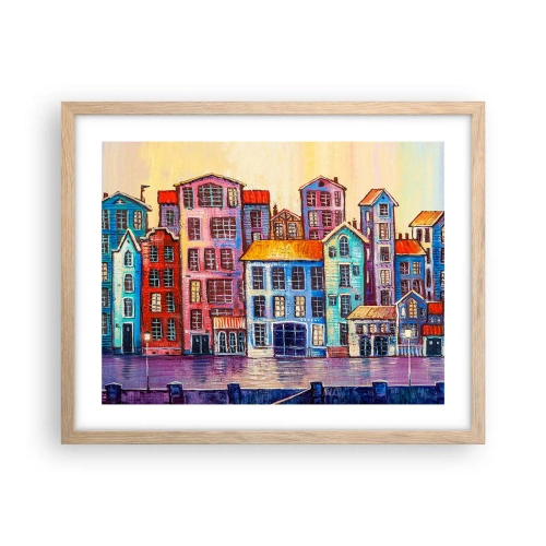 Poszter világos tölgy keretben - Egy város, mint egy tündérmese - 50x40 cm
