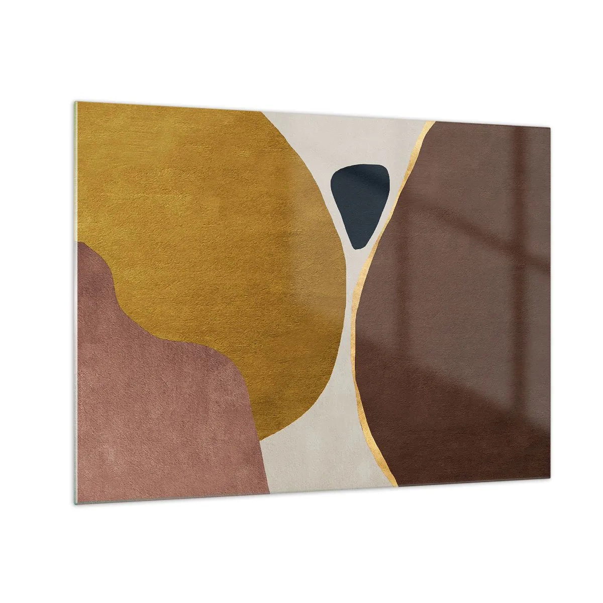 Üveg kép - Absztrakt formák minimalista kompozíciója - 70x50cm - Absztrakció - egy hely a térben - Modern fali dekoráció nappalihoz és hálószobához ARTTOR