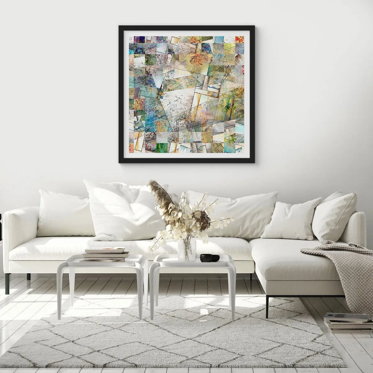 Poszter fehér keretben - Geometrikus átrendeződés - 60x60 cm