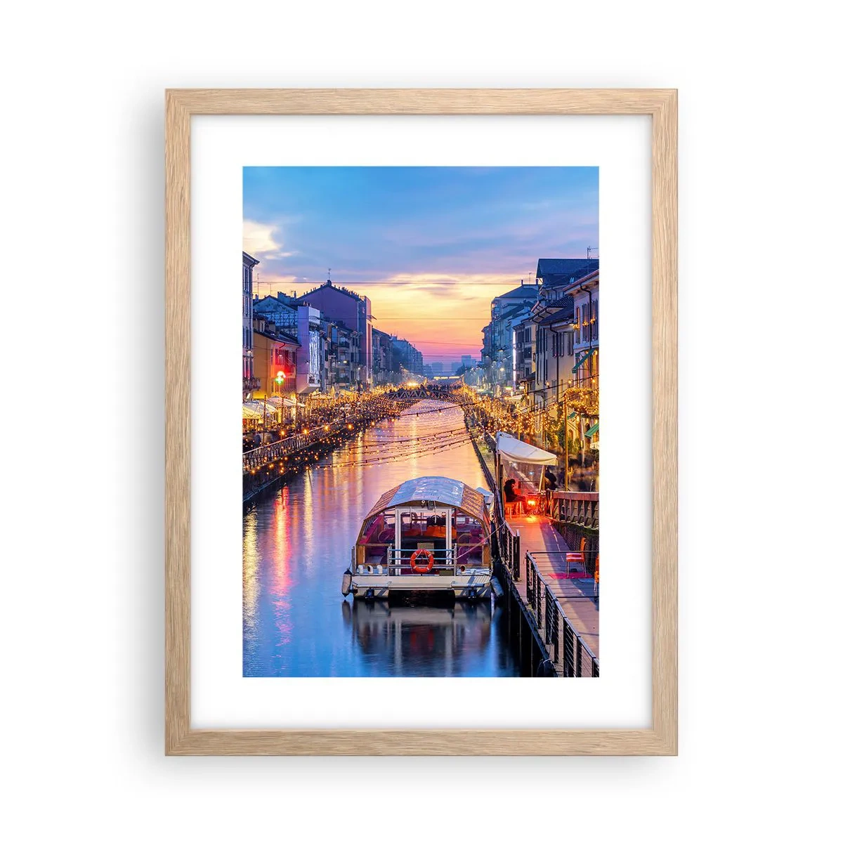 Poszter világos tölgy keretben - Fény és öröm estéje - 30x40 cm