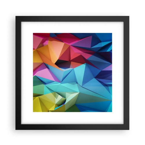 Poszter fehér keretben - Szivárvány origami - 30x30 cm