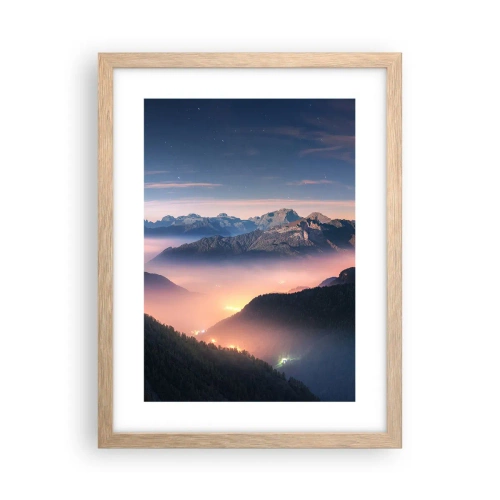 Poszter világos tölgy keretben - Fény a völgyekben - 30x40 cm