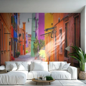 Öntapadós Fotótapéta Deluxe Sticker - Szivárványos sikátor - Város, Velence, Építészet - 350x256 cm