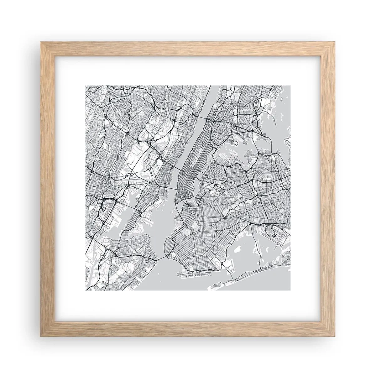 Poszter világos tölgy keretben - Metropolisz anatómiája - 30x30 cm