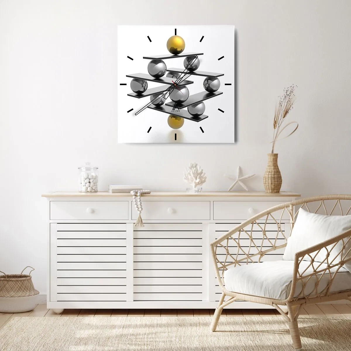 Falióra, Óra - Arany-ezüst egyensúly - 40x40 cm