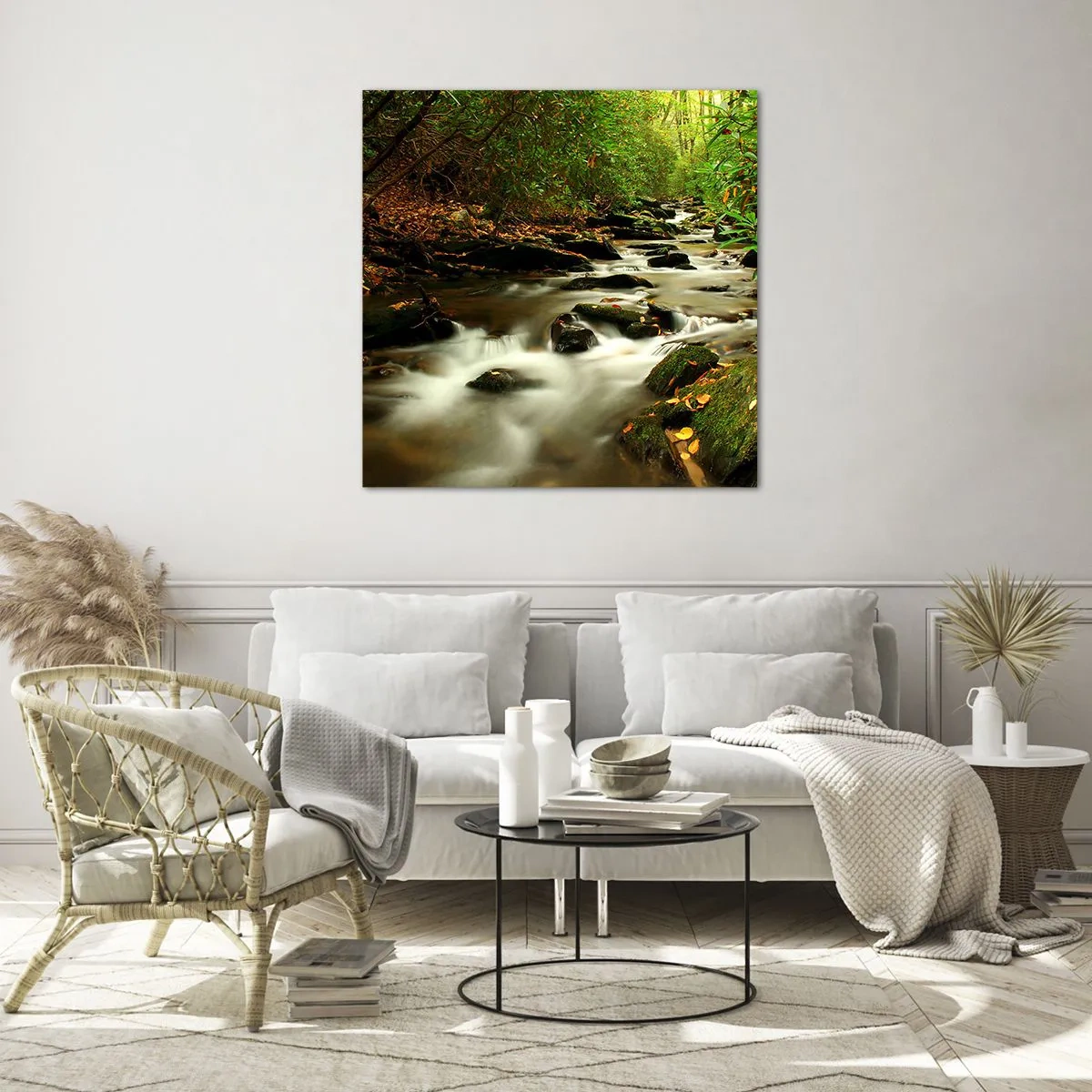 Üveg kép - Mint folyékony ezüst - 70x70 cm