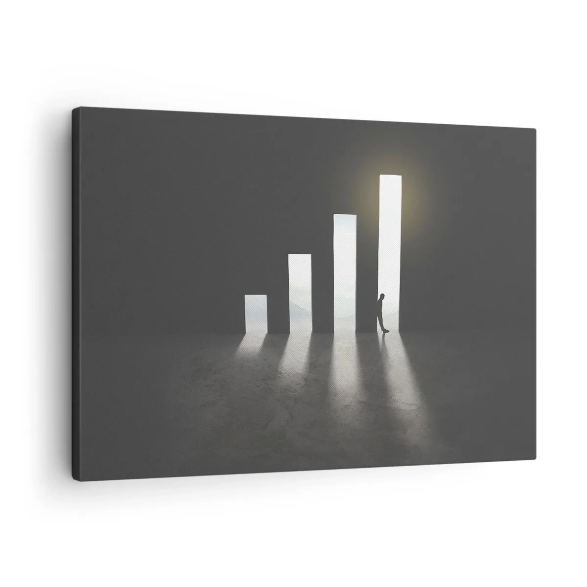 Vászonkép - Szimbolikus növekedés fénnyel megvilágított átjárók formájában - 70x50cm - Siker - egy benyomás - Modern fali dekoráció nappalihoz és hálószobához ARTTOR