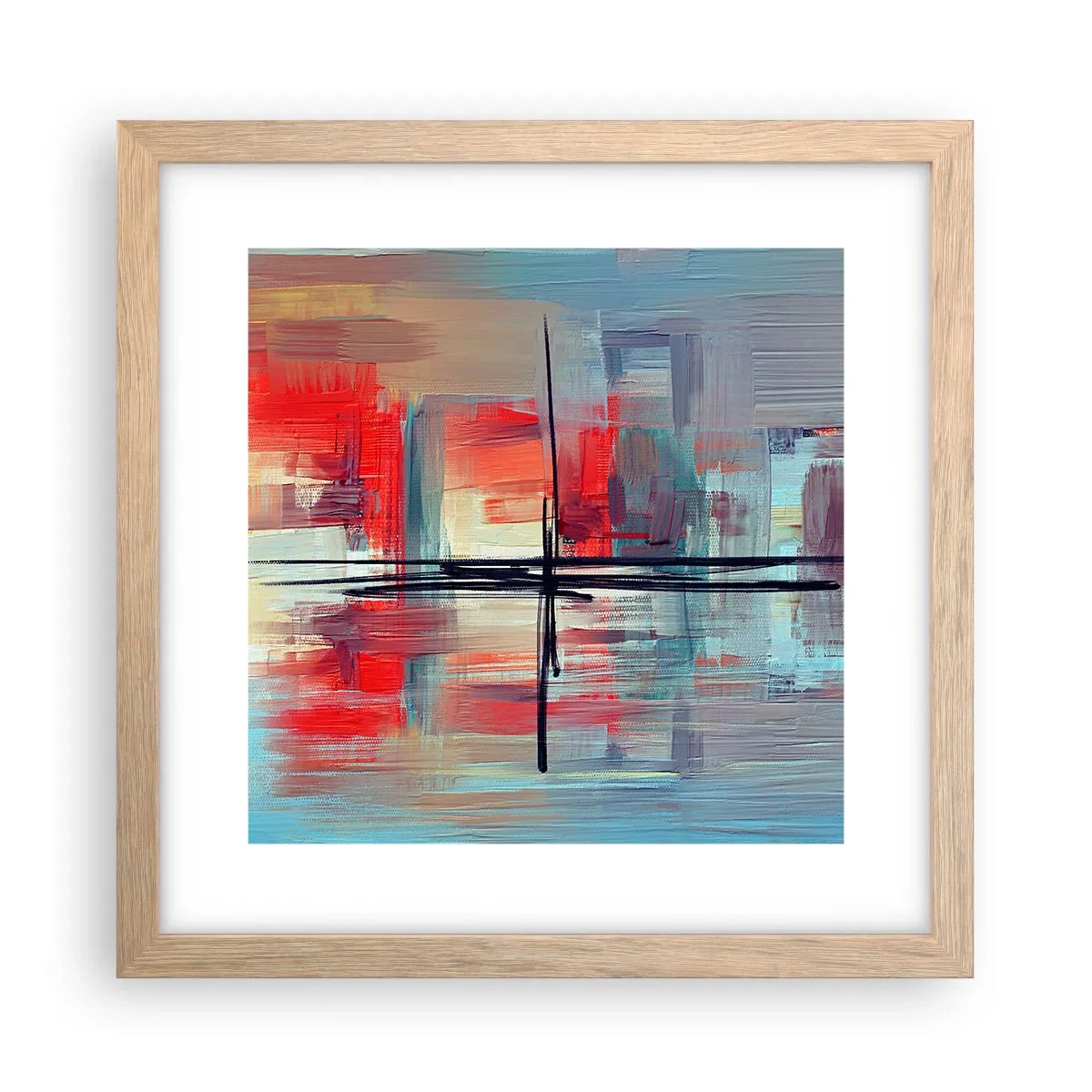 Poszter világos tölgy keretben - Tájkép egy ismeretlen dimenzióban - 30x30 cm