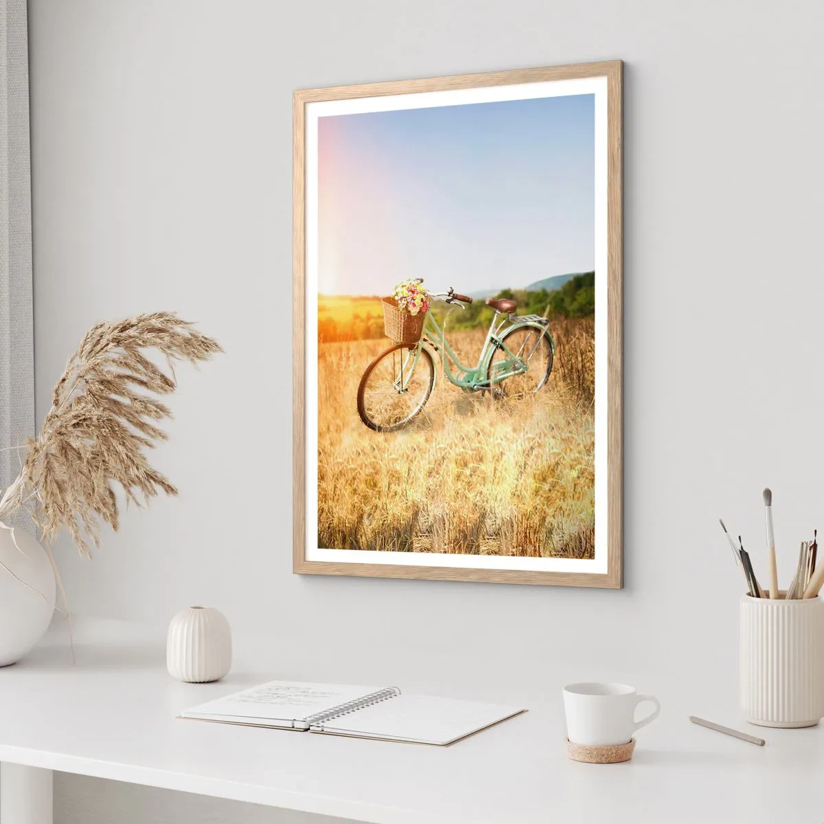 Poszter világos tölgy keretben - Itt maradok egy darabig - 70x100 cm