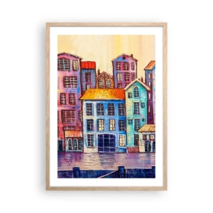 Poszter világos tölgy keretben - Egy város, mint egy tündérmese - 50x70 cm