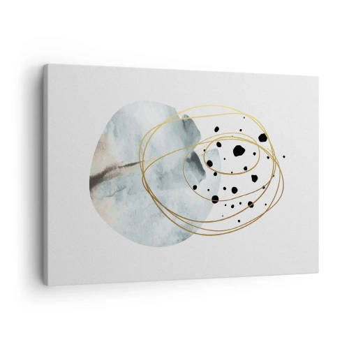 Vászonkép - Minimalista absztrakció geometrikus mintával és arany vonalakkal - 70x50cm - Az ölelő térben - Modern fali dekoráció nappalihoz és hálószobához ARTTOR