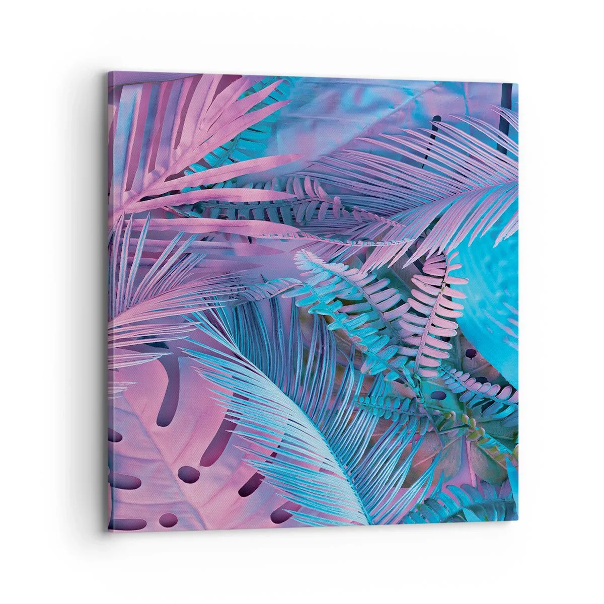 Vászonkép - Trópusok rózsaszínben és kékben - 70x70 cm