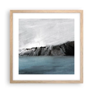 Poszter világos tölgy keretben - Víz - föld: az elemek összecsapása - 40x40 cm