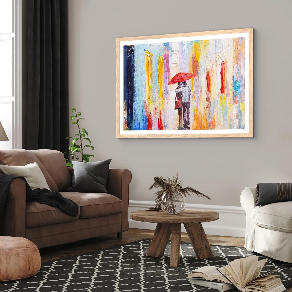 Poszter világos tölgy keretben - Hadd essen az eső - 50x40 cm