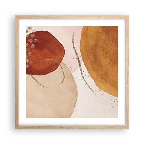 Poszter világos tölgy keretben - Gömbölyűség és mozgás - 50x50 cm