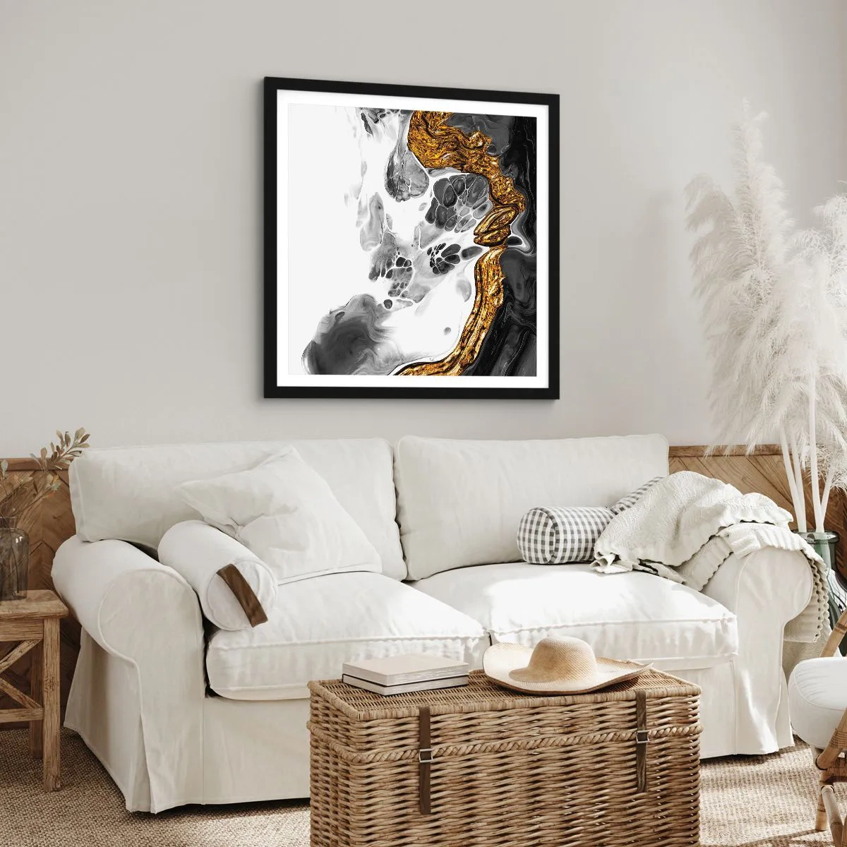 Poszter fehér keretben - Szerves kompozíció - 60x60 cm