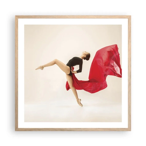 Poszter világos tölgy keretben - Piros és fekete - 60x60 cm