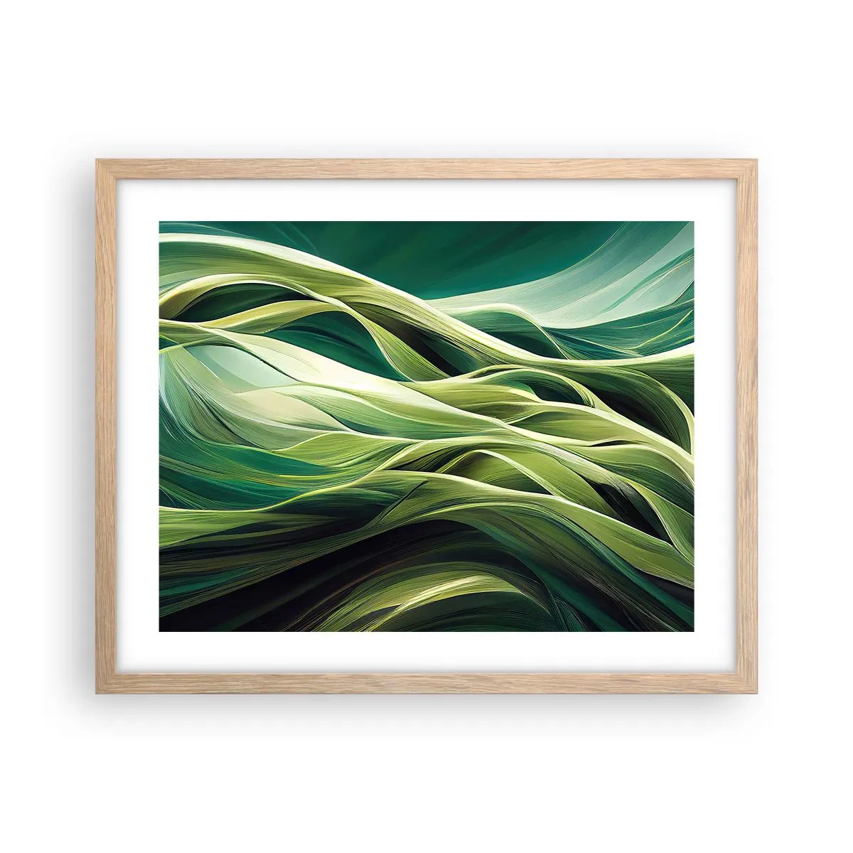 Poszter világos tölgy keretben - Egy absztrakt zöldjáték - 50x40 cm