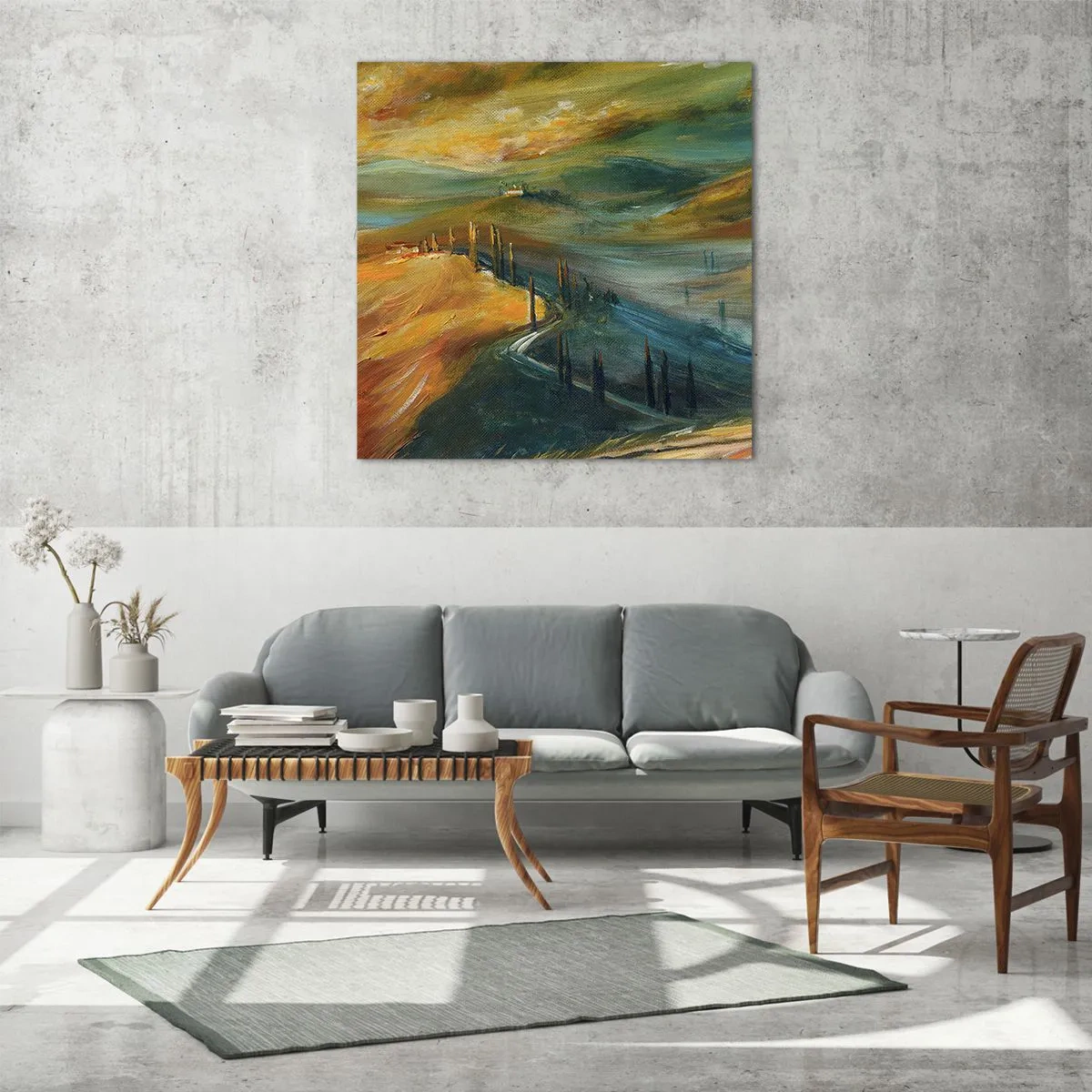 Üveg kép - Toszkán táj - 70x70 cm