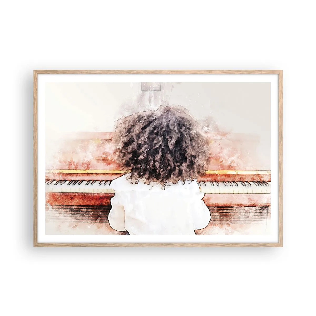 Poszter világos tölgy keretben - Az új világban - 100x70 cm