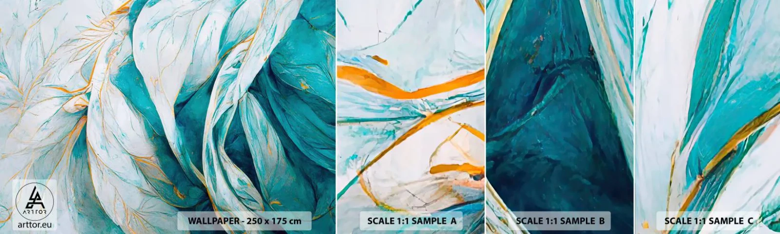 Fotótapéta Minta Standard Eco - Kék absztrakció arany motívummal - Darab, Art Deco, Kifinomult - 100x30 cm