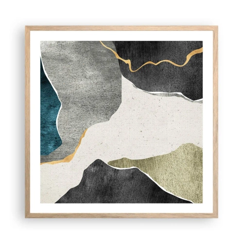 Poszter világos tölgy keretben - Mozaik kompozíció aranyszállal - 60x60 cm